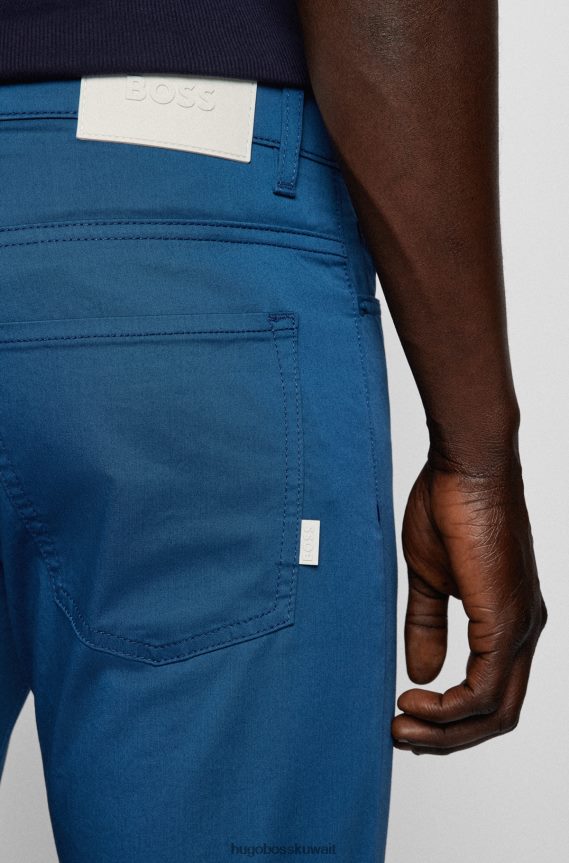 4TFNJN1432 أزرق Hugo Boss جينز هوغو بقصة ضيقة من قماش الدنيم الساتان القطني المطاطي باللون الأزرق