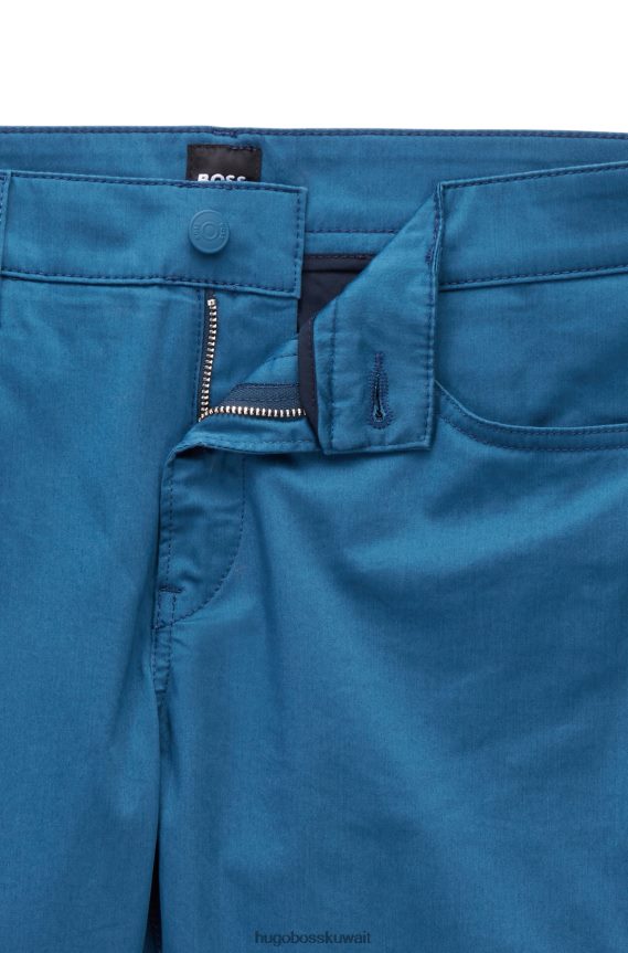 4TFNJN1432 أزرق Hugo Boss جينز هوغو بقصة ضيقة من قماش الدنيم الساتان القطني المطاطي باللون الأزرق
