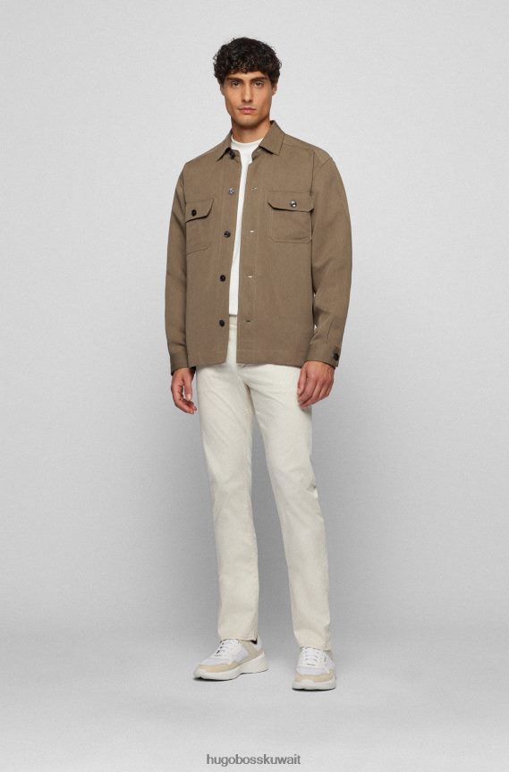 4TFNJN1433 البيج الفاتح Hugo Boss بنطال جينز بقصّة ضيّقة مصنوع من قماش الدنيم المصنوع من قطن الساتان المطاطي باللون البيج الفاتح