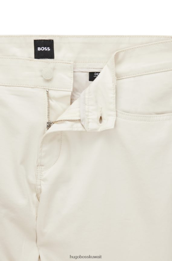 4TFNJN1433 البيج الفاتح Hugo Boss بنطال جينز بقصّة ضيّقة مصنوع من قماش الدنيم المصنوع من قطن الساتان المطاطي باللون البيج الفاتح
