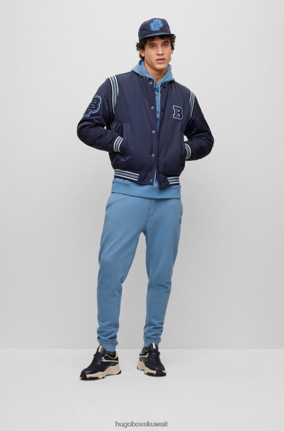 4TFNJN1435 أزرق فاتح Hugo Boss بدلة رياضية من قطن تيري مع رقعة شعار هوغو باللون الأزرق الفاتح