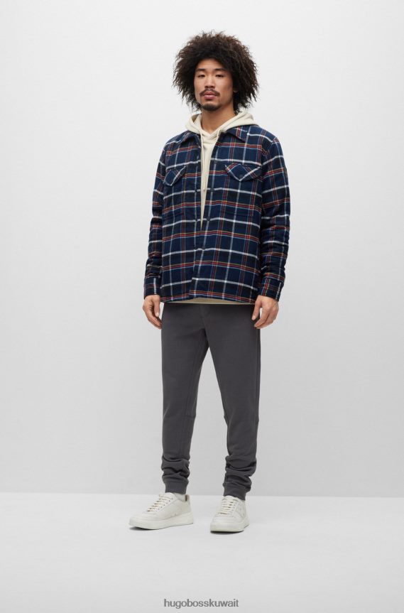 4TFNJN1439 الرمادي الداكن Hugo Boss سروال رياضي من قطن تيري مع رقعة شعار هوغو باللون الرمادي الداكن