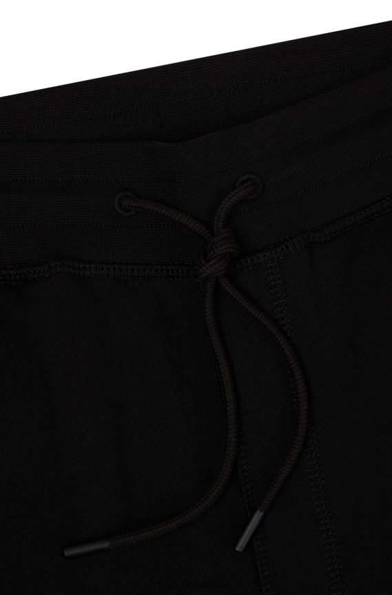 4TFNJN1440 أسود Hugo Boss بدلة رياضية من قطن تيري باللون الأسود مع رقعة شعار هوغو