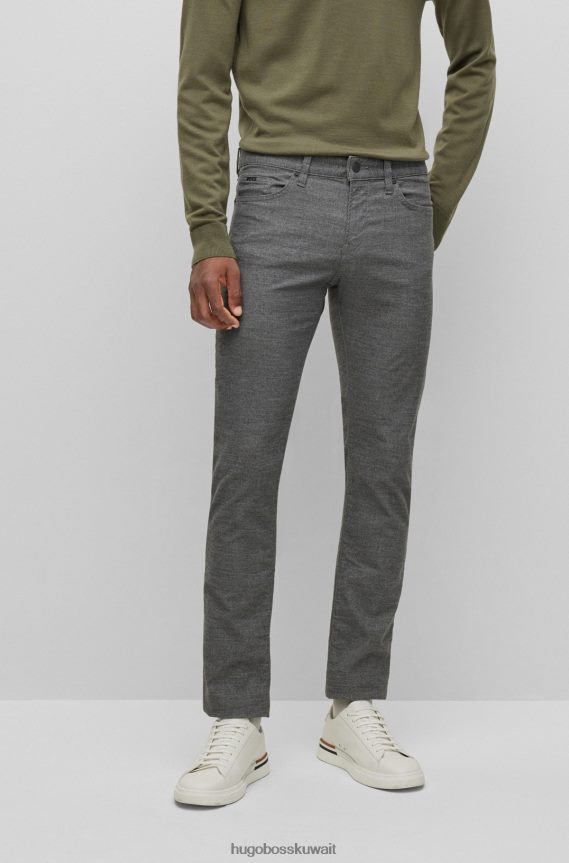 4TFNJN1446 رمادي Hugo Boss بنطال جينز رمادي بقصّة ضيّقة من قماش هوغو من قماش الدنيم المطاطي بتأثير مزيج