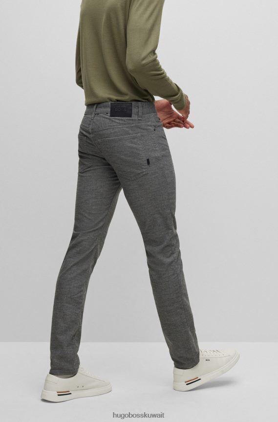 4TFNJN1446 رمادي Hugo Boss بنطال جينز رمادي بقصّة ضيّقة من قماش هوغو من قماش الدنيم المطاطي بتأثير مزيج