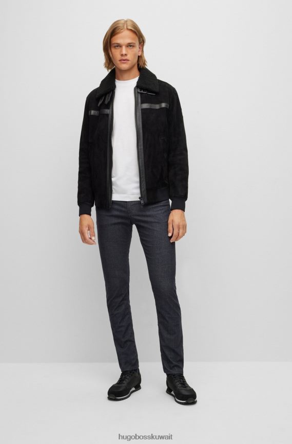 4TFNJN1447 أزرق غامق Hugo Boss بنطال جينز ضيق من قماش الدنيم المطاطي بتأثير مزيج من هوغو باللون الأزرق الداكن