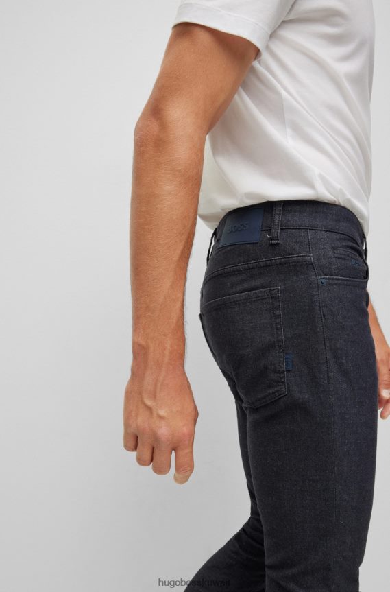 4TFNJN1447 أزرق غامق Hugo Boss بنطال جينز ضيق من قماش الدنيم المطاطي بتأثير مزيج من هوغو باللون الأزرق الداكن
