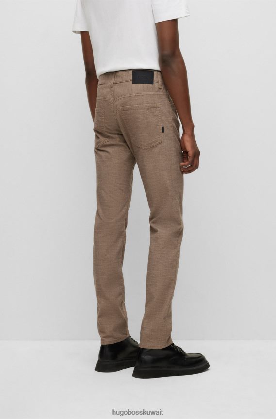 4TFNJN1448 اللون البيج Hugo Boss بنطال جينز Hugo ذو قصة ضيقة باللون البيج من قماش الدنيم المطاطي بتأثير مزيج