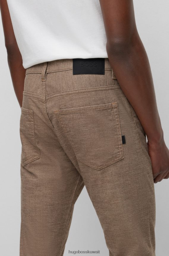 4TFNJN1448 اللون البيج Hugo Boss بنطال جينز Hugo ذو قصة ضيقة باللون البيج من قماش الدنيم المطاطي بتأثير مزيج
