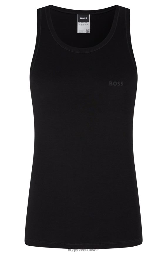 4TFNJN1449 أسود Hugo Boss سترة Hugo من القطن العضوي باللون الأسود مع شعار متناغم