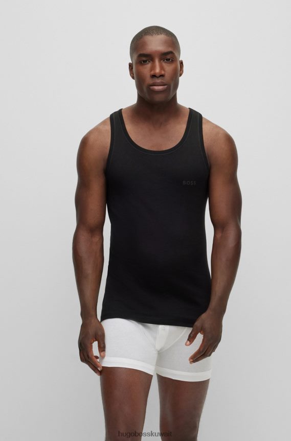 4TFNJN1449 أسود Hugo Boss سترة Hugo من القطن العضوي باللون الأسود مع شعار متناغم