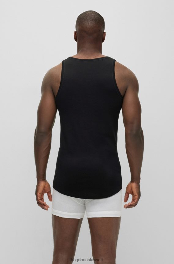 4TFNJN1449 أسود Hugo Boss سترة Hugo من القطن العضوي باللون الأسود مع شعار متناغم