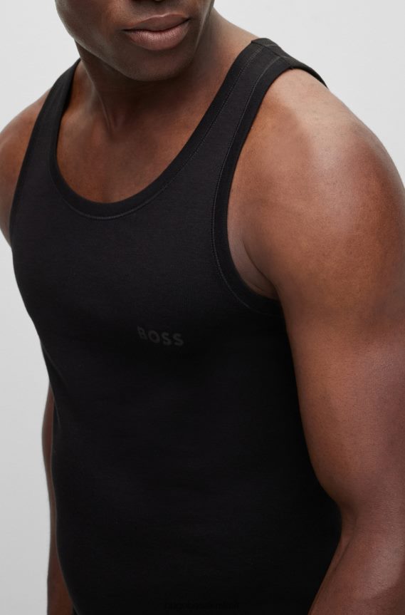 4TFNJN1449 أسود Hugo Boss سترة Hugo من القطن العضوي باللون الأسود مع شعار متناغم