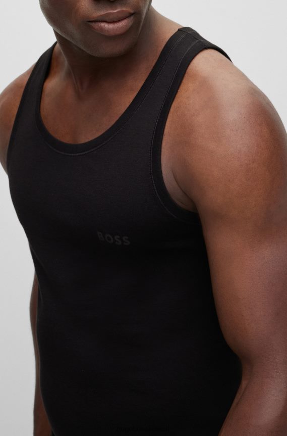 4TFNJN1449 أسود Hugo Boss سترة Hugo من القطن العضوي باللون الأسود مع شعار متناغم