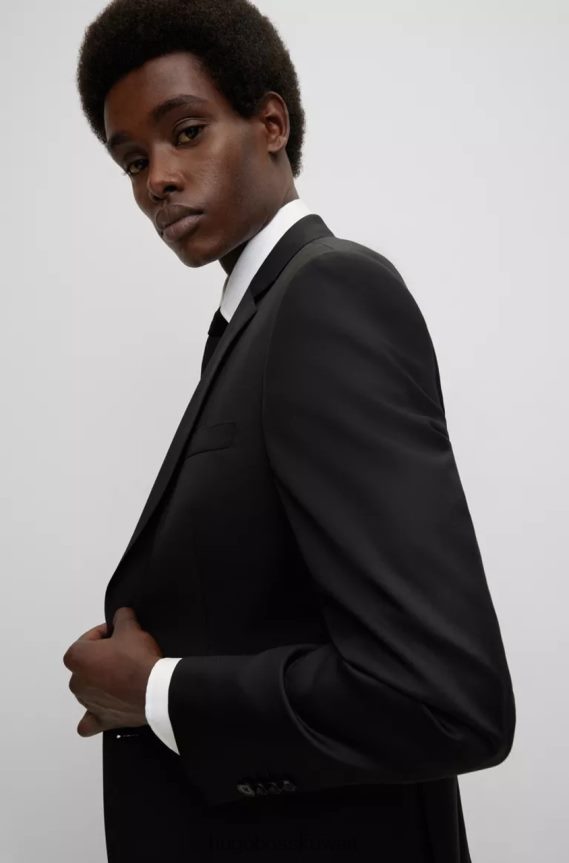 4TFNJN144 أسود/أزرق داكن/رمادي غامق Hugo Boss سترة بدلة H-ضخمة 50469171 أسود