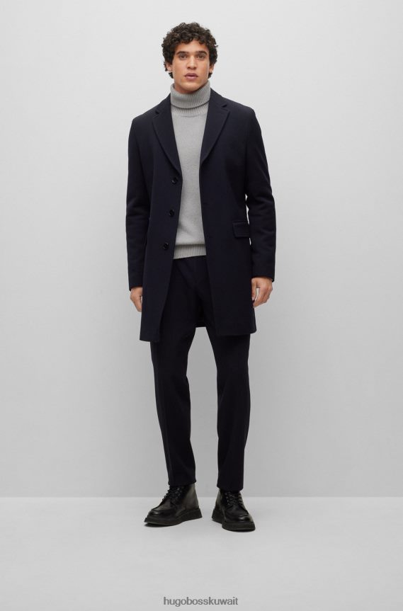 4TFNJN1454 أزرق غامق Hugo Boss معطف هوغو ذو قصة ضيقة باللون الأزرق الداكن مع بطانة داخلية