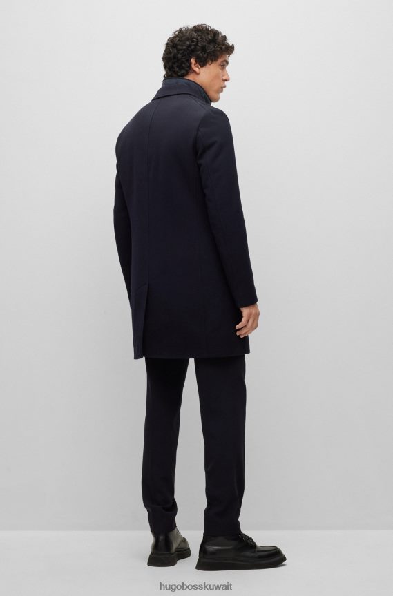 4TFNJN1454 أزرق غامق Hugo Boss معطف هوغو ذو قصة ضيقة باللون الأزرق الداكن مع بطانة داخلية