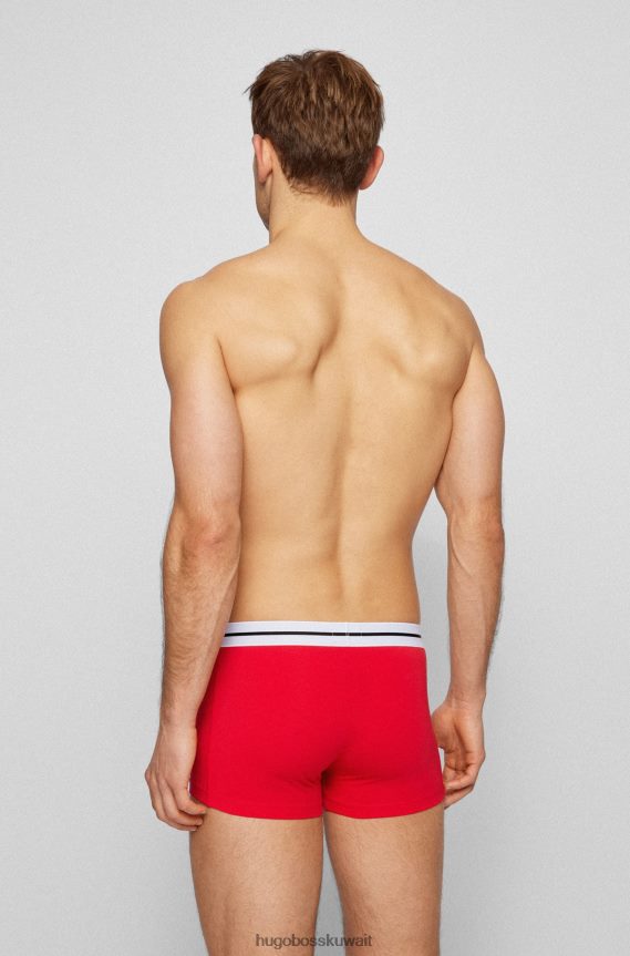 4TFNJN1458 منقوشة Hugo Boss حزمة من ثلاثة سراويل داخلية من القطن المطاطي مزينة بأحزمة خصر تحمل شعار Hugo