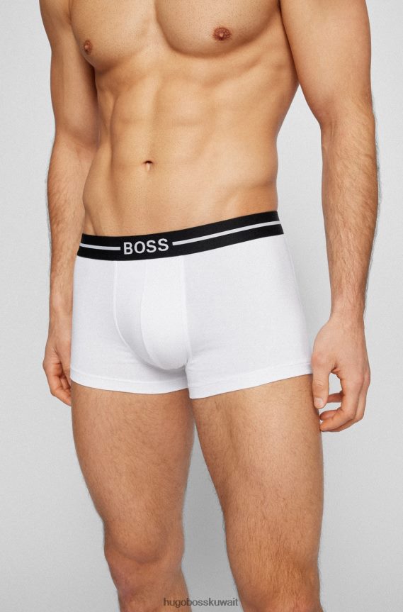 4TFNJN1460 منقوشة Hugo Boss حزمة من ثلاثة سراويل هوغو منقوشة من القطن المطاطي مع أحزمة خصر تحمل الشعار