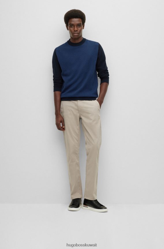 4TFNJN1461 أزرق غامق Hugo Boss سترة Hugo باللون الأزرق الداكن بياقة دائرية من قماش الجاكار المحبوك