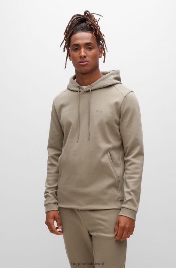 4TFNJN1470 اخضر فاتح Hugo Boss هودي من القطن العضوي باللون الأخضر الفاتح مع شعار هوغو منحني