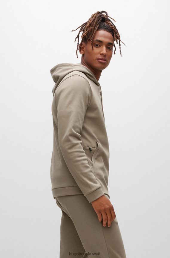 4TFNJN1470 اخضر فاتح Hugo Boss هودي من القطن العضوي باللون الأخضر الفاتح مع شعار هوغو منحني