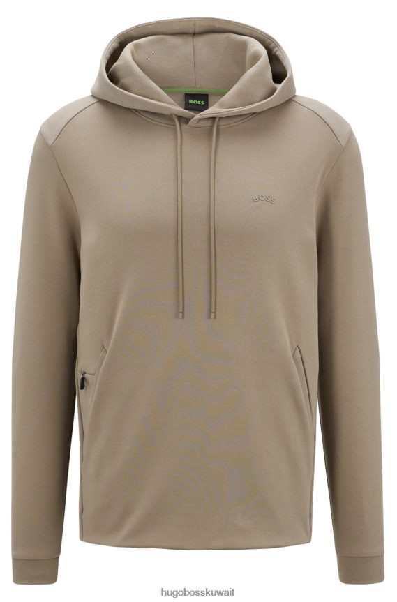 4TFNJN1470 اخضر فاتح Hugo Boss هودي من القطن العضوي باللون الأخضر الفاتح مع شعار هوغو منحني