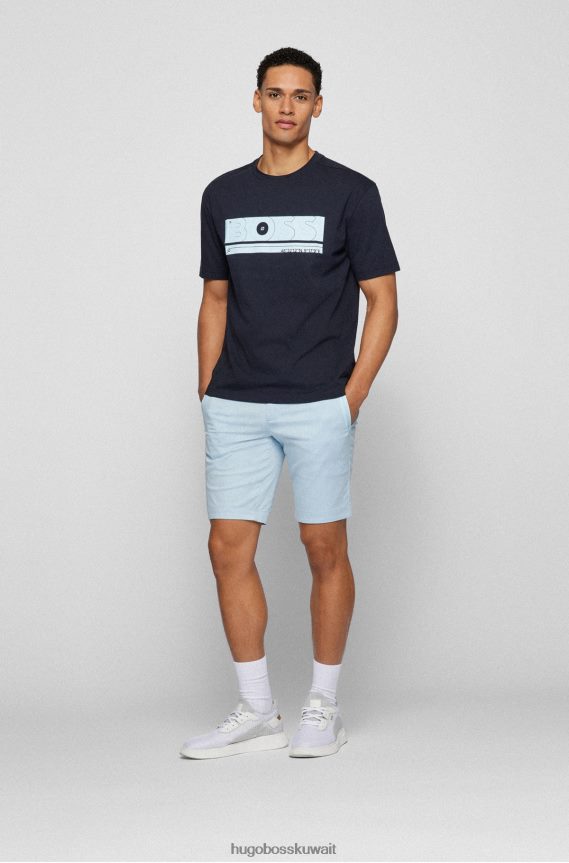 4TFNJN1471 أزرق غامق Hugo Boss تي شيرت مريح مصنوع من القطن العضوي مع شعار العمل الفني Hugo باللون الأزرق الداكن