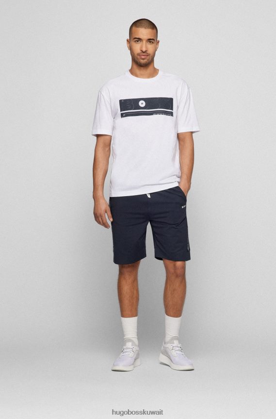 4TFNJN1472 أبيض Hugo Boss تيشيرت هوغو أبيض بقصة مريحة من القطن العضوي مع شعار فني