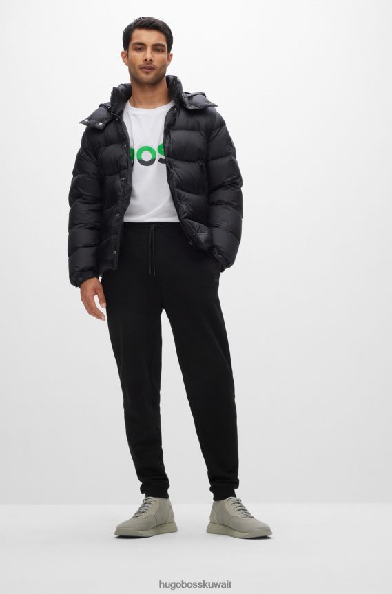 4TFNJN1476 أبيض Hugo Boss تي شيرت من الجيرسي القطني الأبيض مع طباعة شعار هوغو بألوان متعددة