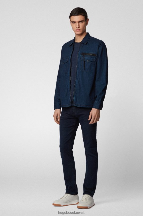 4TFNJN1478 أزرق غامق Hugo Boss جينز هوغو خفيف الوزن باللون الأزرق الداكن مصنوع من قماش الدنيم المطاطي باللون الأزرق الداكن