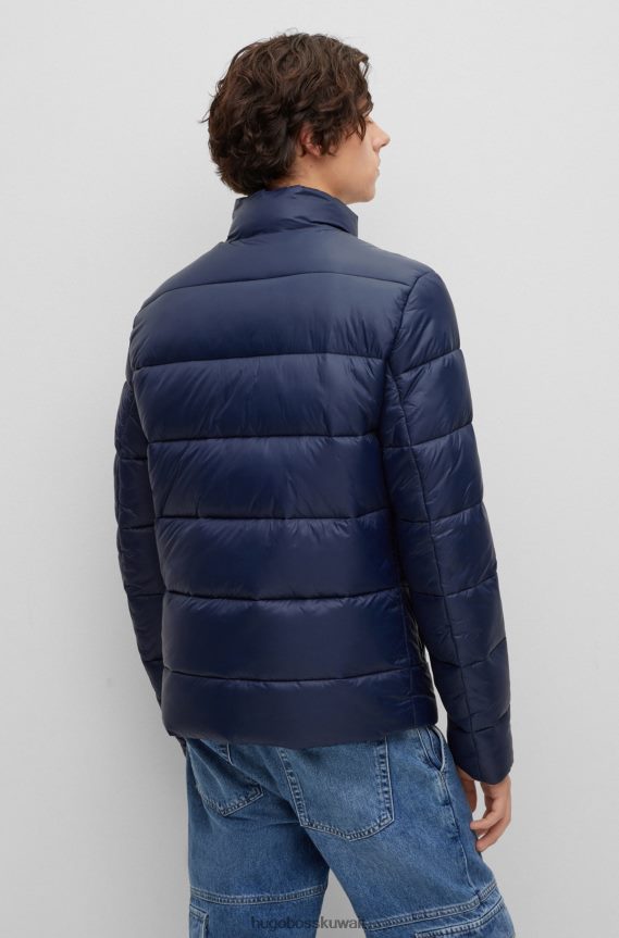 4TFNJN1479 أزرق غامق Hugo Boss هوغو سترة منتفخة ضيقة باللون الأزرق الداكن مع شعار منقسم