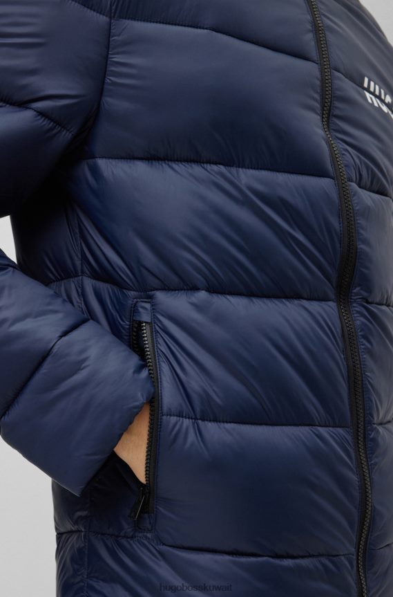 4TFNJN1479 أزرق غامق Hugo Boss هوغو سترة منتفخة ضيقة باللون الأزرق الداكن مع شعار منقسم