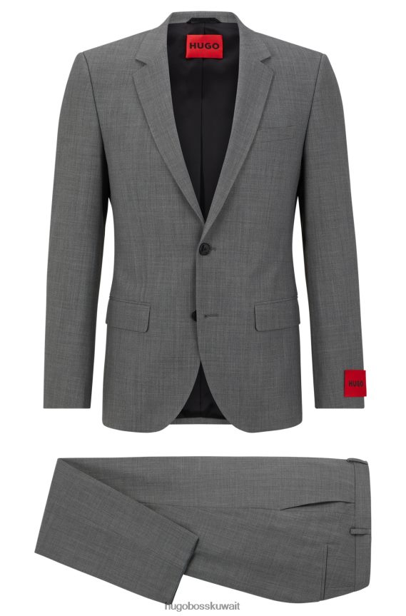 4TFNJN1480 رمادي Hugo Boss بدلة Hugo ذات المقاس النحيف مصنوعة من قماش منقوش باللون الرمادي