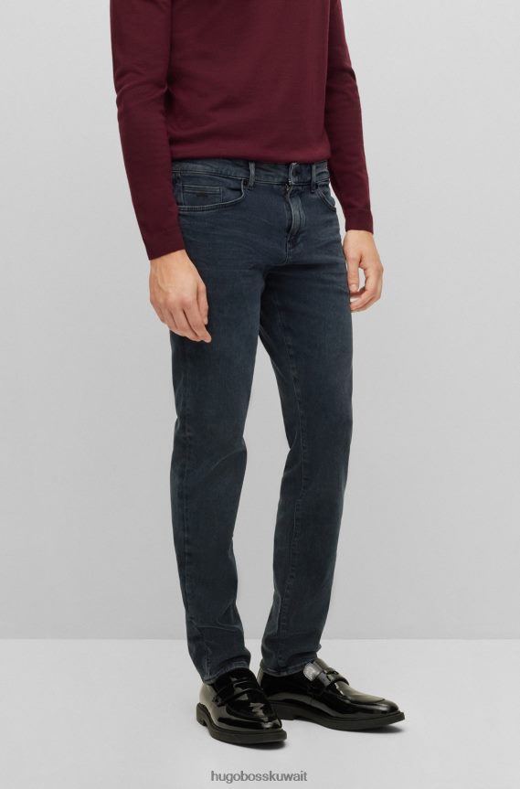 4TFNJN1481 أزرق غامق Hugo Boss بنطال جينز ضيق من قماش الدنيم الإيطالي البحري فائق النعومة باللون الأزرق الداكن