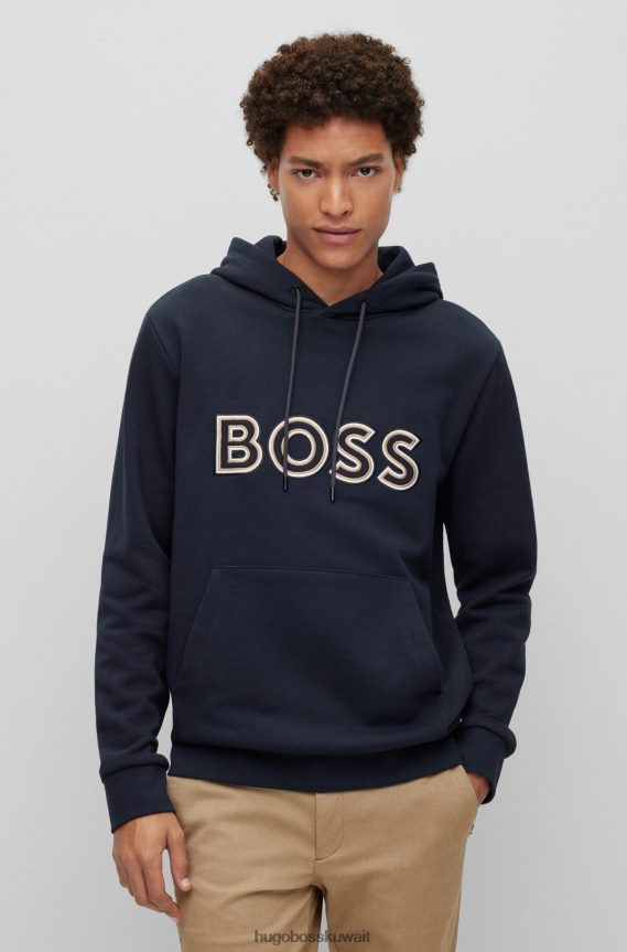 4TFNJN1483 أزرق غامق Hugo Boss شعار هوديي فرينش تيري