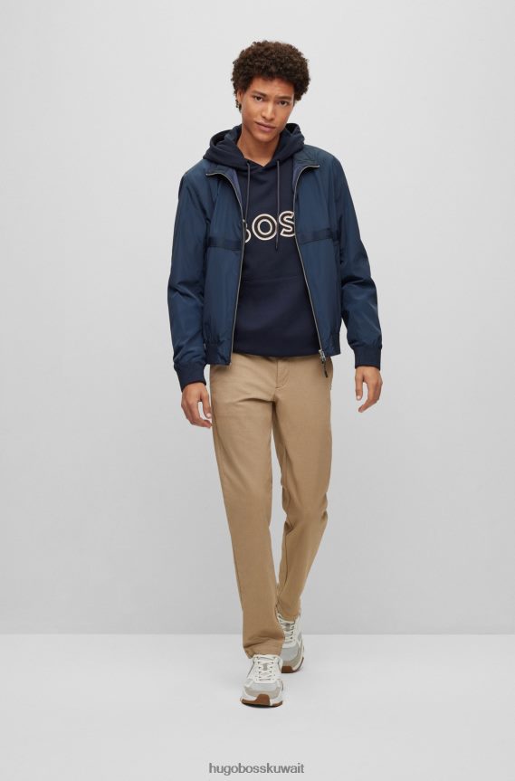 4TFNJN1483 أزرق غامق Hugo Boss شعار هوديي فرينش تيري