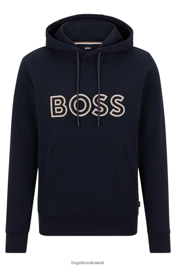 4TFNJN1483 أزرق غامق Hugo Boss شعار هوديي فرينش تيري