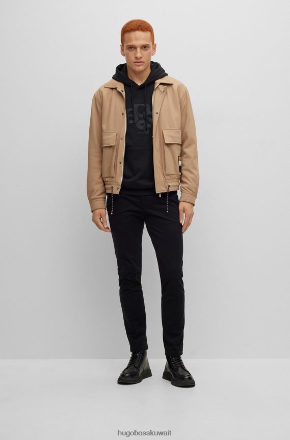 4TFNJN1485 أسود Hugo Boss هوديي فرينش تيري مع الشعار