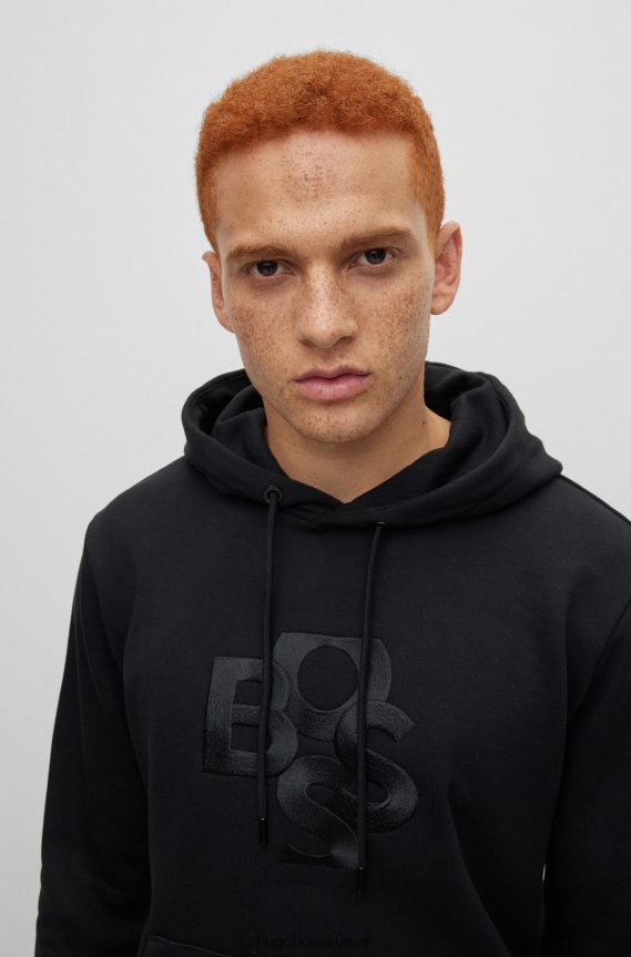 4TFNJN1485 أسود Hugo Boss هوديي فرينش تيري مع الشعار