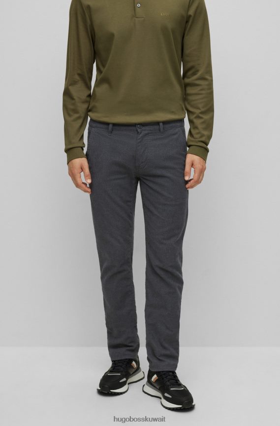 4TFNJN1486 الرمادي الداكن Hugo Boss بنطلون رمادي داكن بقصة ضيقة من نسيج التويل القطني المطاطي