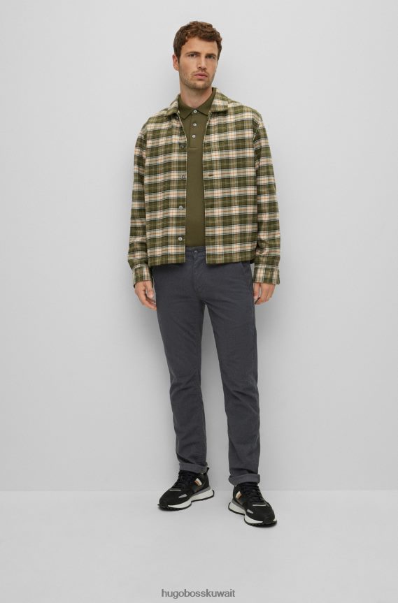 4TFNJN1486 الرمادي الداكن Hugo Boss بنطلون رمادي داكن بقصة ضيقة من نسيج التويل القطني المطاطي