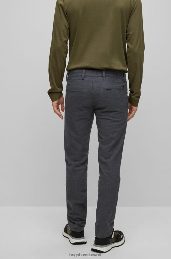 4TFNJN1486 الرمادي الداكن Hugo Boss بنطلون رمادي داكن بقصة ضيقة من نسيج التويل القطني المطاطي