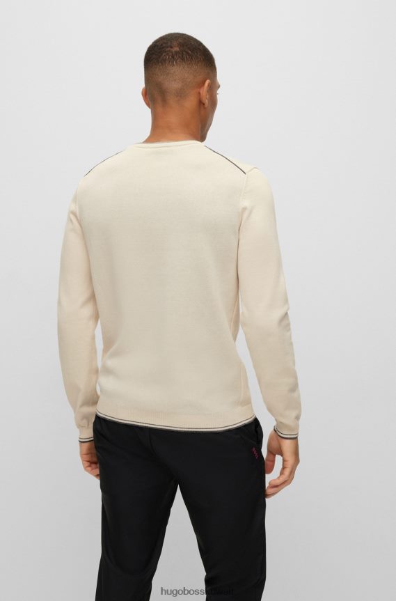 4TFNJN1490 أبيض Hugo Boss سترة Hugo من القطن العضوي بقصة عادية مع شعار منحني باللون الأبيض