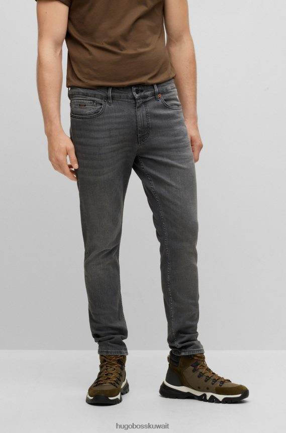 4TFNJN1499 رمادي Hugo Boss بنطال جينز ضيق باللون الرمادي من قماش الدنيم المريح والمطاط باللون الرمادي