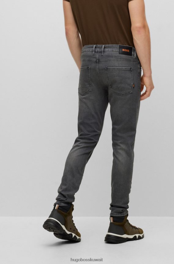 4TFNJN1499 رمادي Hugo Boss بنطال جينز ضيق باللون الرمادي من قماش الدنيم المريح والمطاط باللون الرمادي
