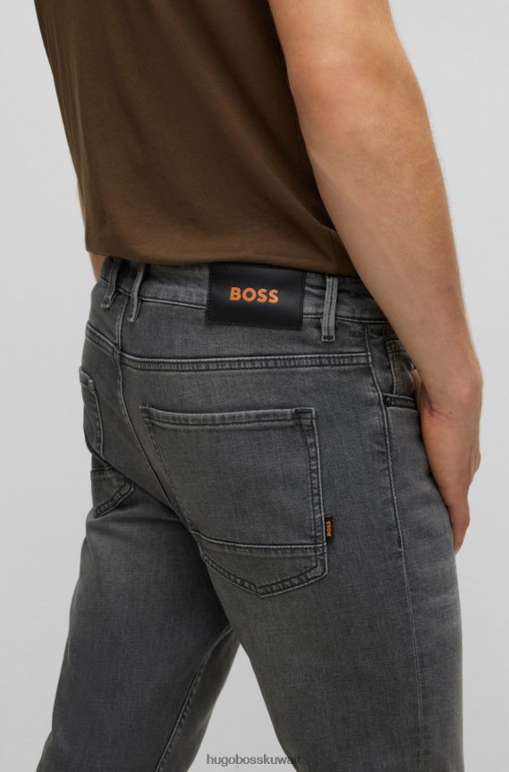 4TFNJN1499 رمادي Hugo Boss بنطال جينز ضيق باللون الرمادي من قماش الدنيم المريح والمطاط باللون الرمادي