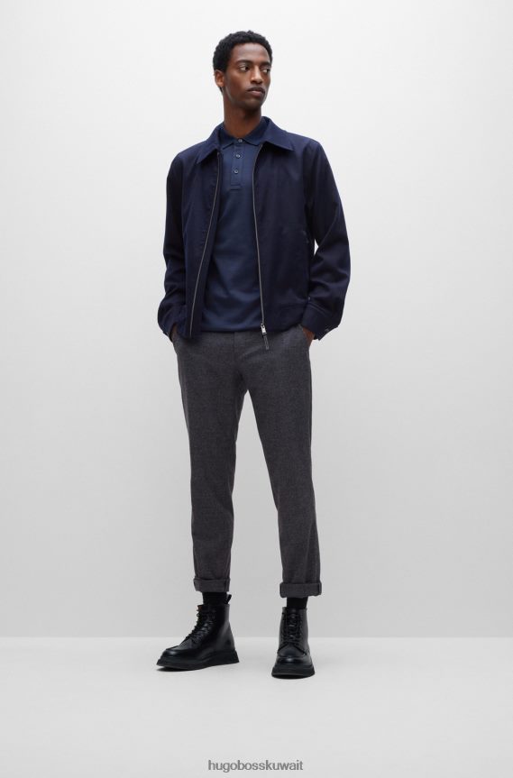 4TFNJN1506 أزرق غامق Hugo Boss قميص بولو من القطن العضوي من هوغو باللون الأزرق الداكن مع شارة الشعار