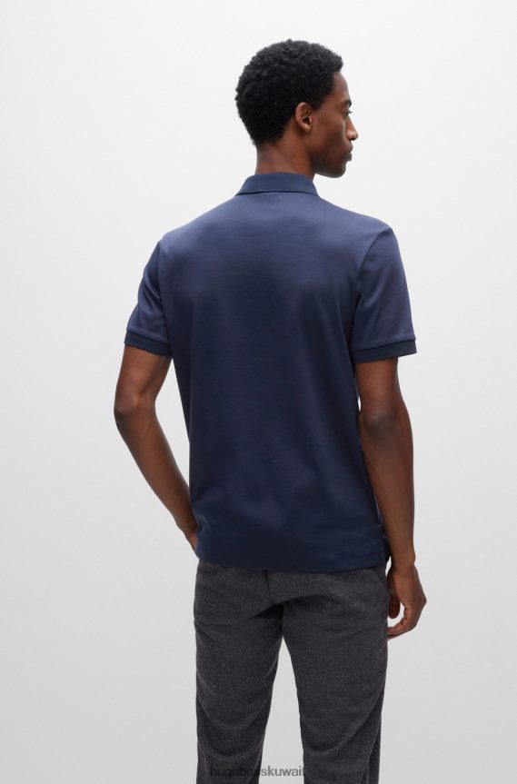 4TFNJN1506 أزرق غامق Hugo Boss قميص بولو من القطن العضوي من هوغو باللون الأزرق الداكن مع شارة الشعار