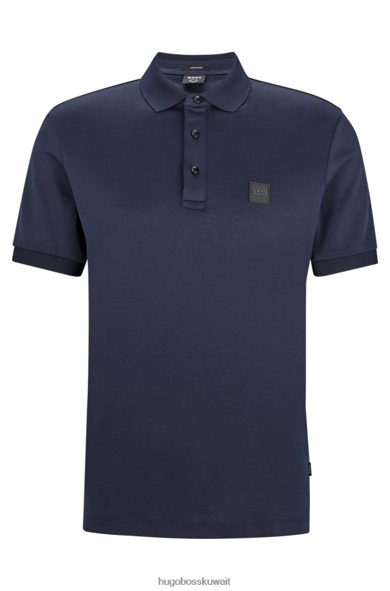 4TFNJN1506 أزرق غامق Hugo Boss قميص بولو من القطن العضوي من هوغو باللون الأزرق الداكن مع شارة الشعار